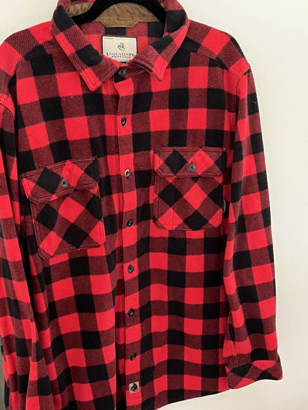 Flannel Mens L Fleece Shirt Shacket Buffalo Check Oversized Outdoors Western